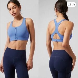 Athleta Blue Zip Front Bra